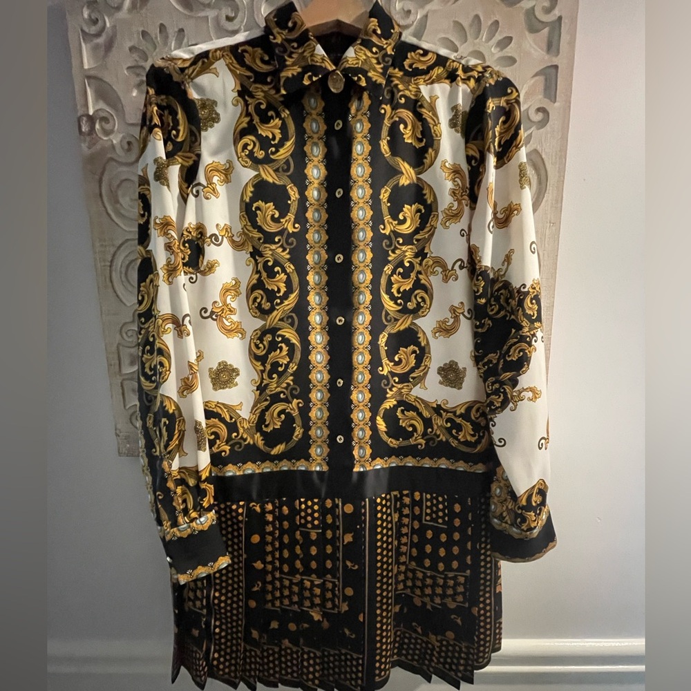 Zara Black and Gold Patterned Shirt